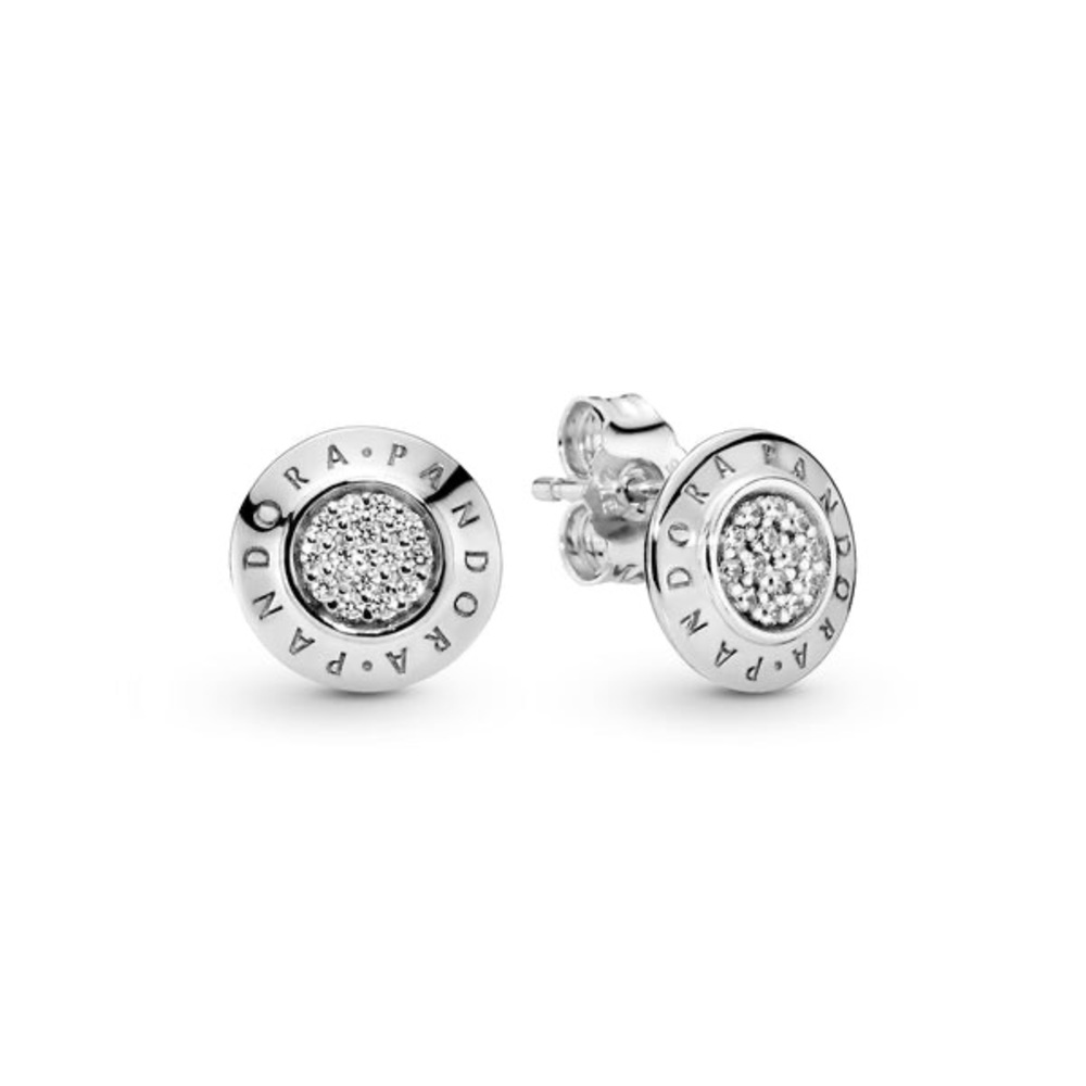 Pandora Sparkling CZ Logo Stud Earrings